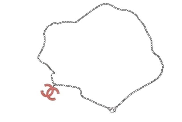 Chanel CC Logo Necklace Silver Orange Metal in Orange from The Reluxe, photo 1 of 1