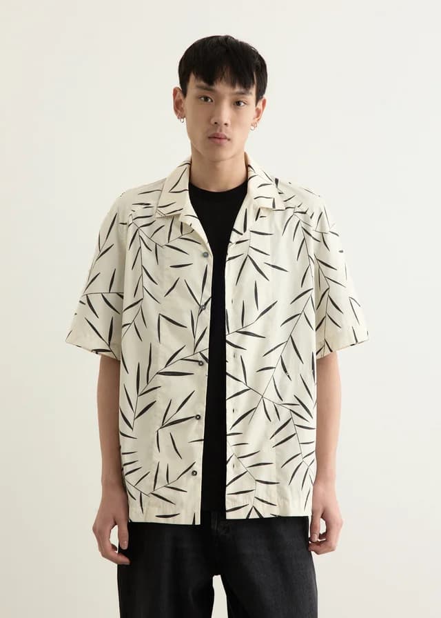 Jacquemus La Chemise Fonccio in PRINT FOLIAGE OFF WHITE/B, image 1 of 1 from Incu