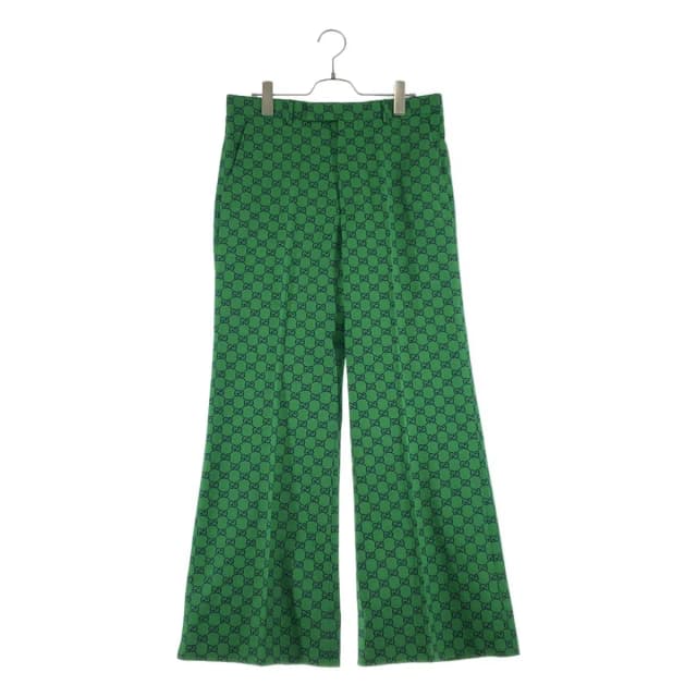 Gucci GG Jacquard All Over Print Flare Pants 46 Green Navy in Navy from The Reluxe, photo 1 of 1