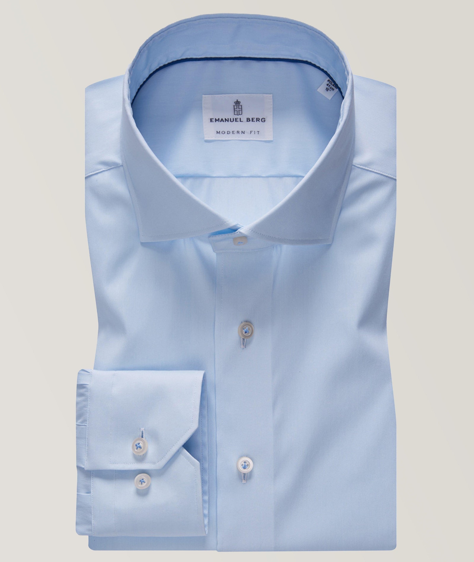 Emanuel Berg Byron 4-Flex Dress Shirt in Blue 89% cotton, 11% elastane · Jersey, image 1 of 1 from Harry Rosen