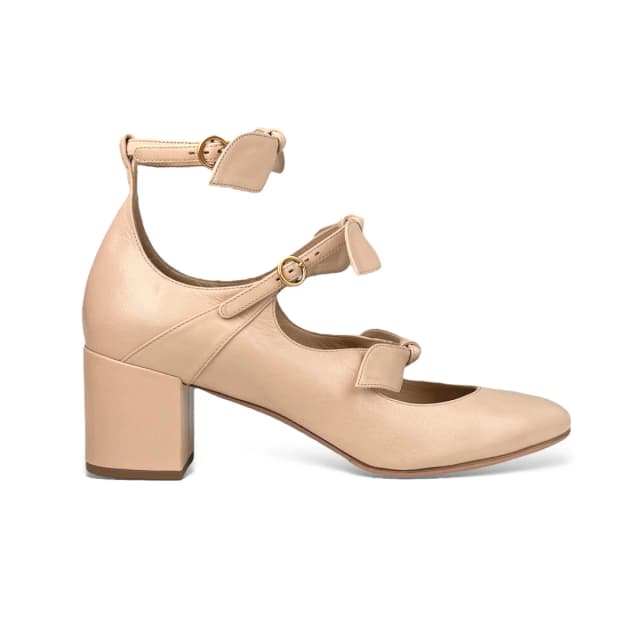 Chloé Mike Leaf Three Strap Pumps in Beige Faux Leather from Designer Archives, photo 1 of 1