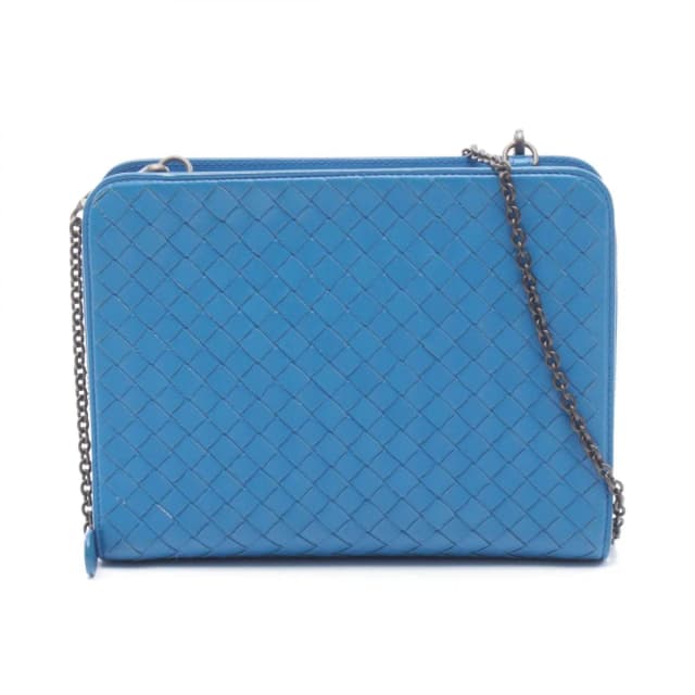 Bottega Veneta Shoulder Bag Intrecha Blue Leather Che Wallet in Blue Leather from The Reluxe, photo 1 of 1