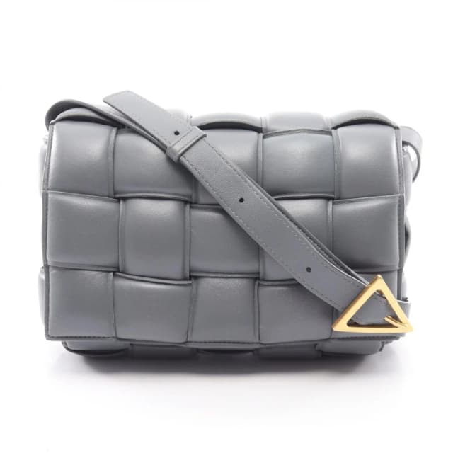 Bottega Veneta Shoulder Bag Padded Cassette Intrecciato Gray Leather Maxi in Grey Woven leather from The Reluxe, photo 1 of 1