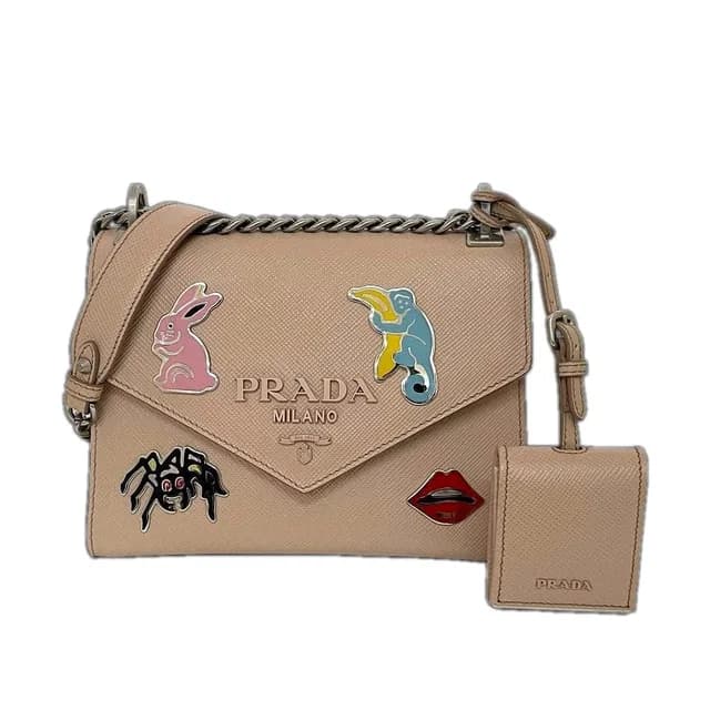Prada Chain Shoulder Bag Beige in Beige Saffiano leather from The Reluxe, photo 1 of 1