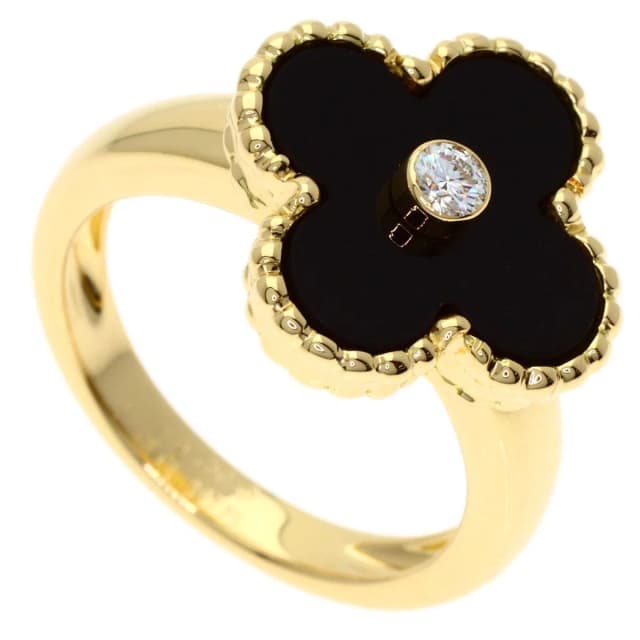 Van Cleef & Arpels Vintage Alhambra Diamond Onyx 48 Ring 18K Yellow Gold in Yellow from The Reluxe, photo 1 of 1