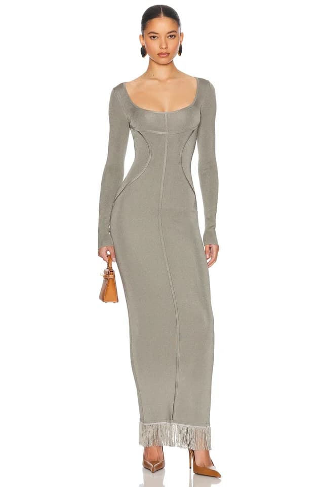 Helsa Claudetta Maxi Dress in Grey, image 1 of 1 from FWRD