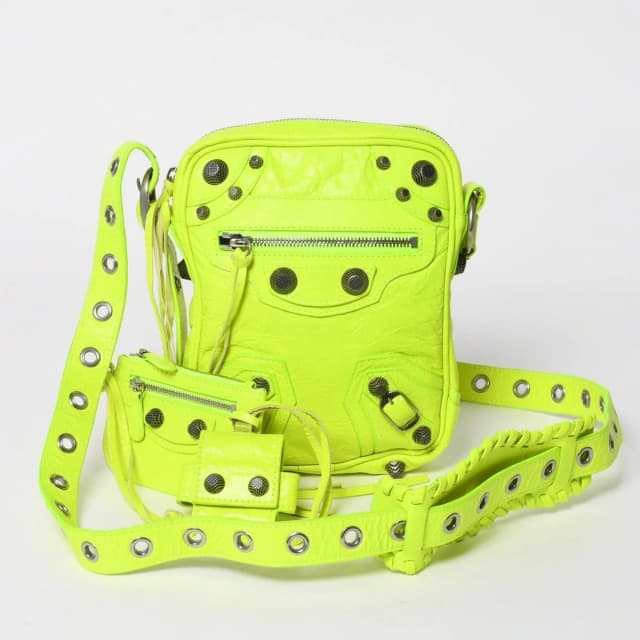 Balenciaga le Cagole Cross Belt Bag Yellow Green in Green Leather from The Reluxe, photo 1 of 1
