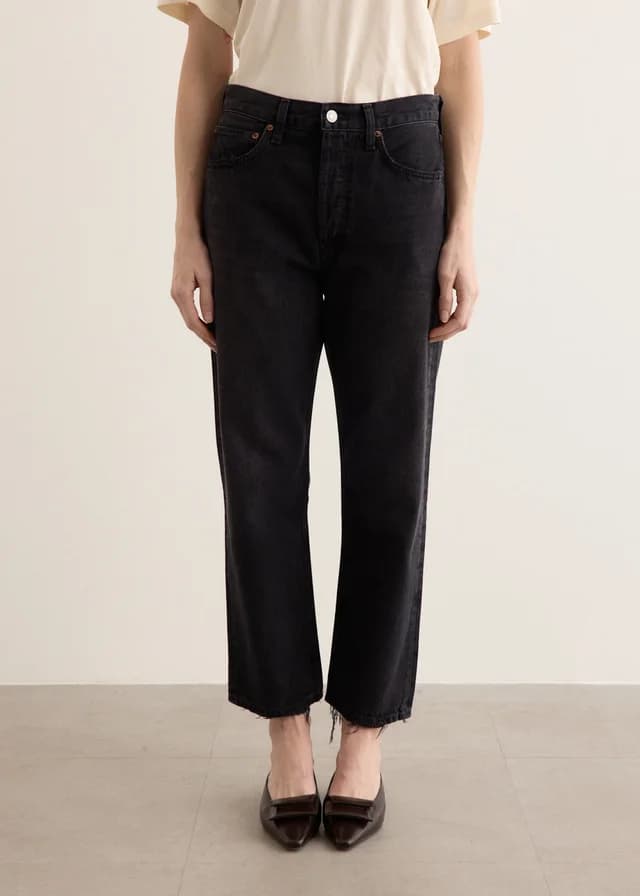Agolde 90's Crop Mid Rise Loose Straight Jeans in TAR, image 1 of 1 from Incu