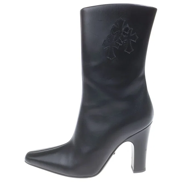 Chrome Hearts Suger Jones Cross Patch Side Zip Heels Boots Black in Black from The Reluxe, photo 1 of 1