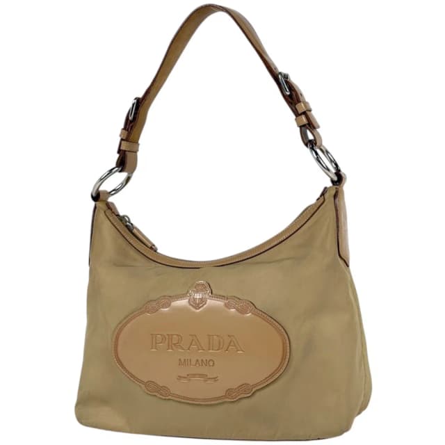 Prada Shoulder Bag Nylon Beige in Beige Nylon from The Reluxe, photo 1 of 1