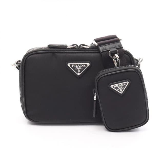 Prada Shoulder Bag Brick Black Nylon Saffiano Leather in Black Saffiano leather from The Reluxe, photo 1 of 1