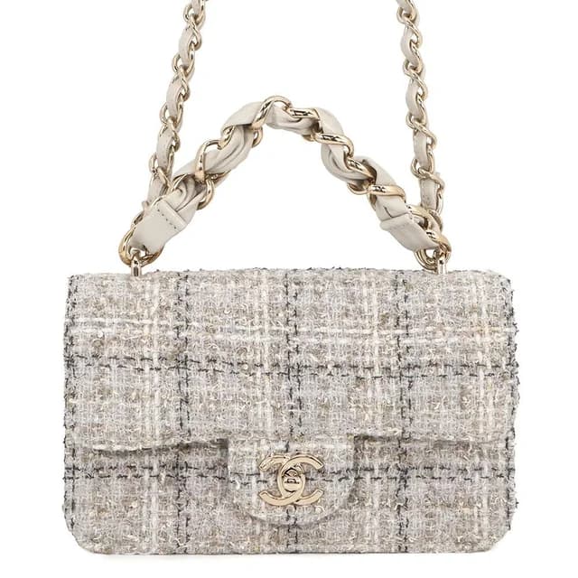 Chanel Chain Shoulder Bag CC Logo Quilted Single Flap Tweed in Tweed from The Reluxe, photo 1 of 1