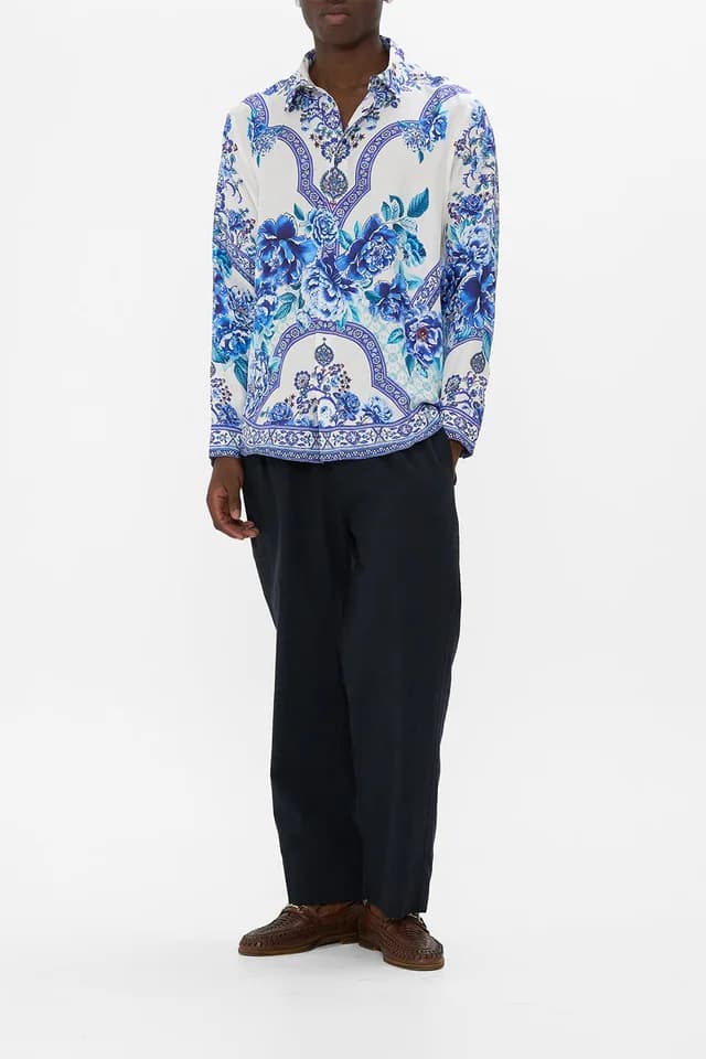Camilla eBoutique LONG SLEEVE HIDDEN PLACKET SHIRT A CERAMIC GARDEN, image 1 of 1 from CAMILLA