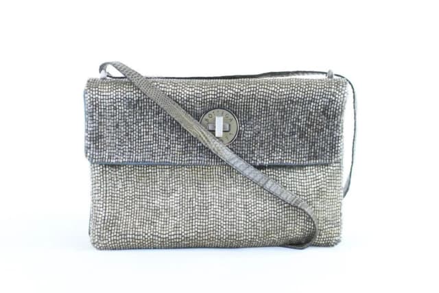 Bottega Veneta Silver Sequin Beaded Crossbody Turnlock Flap in Silver from Bagriculture, photo 1 of 1