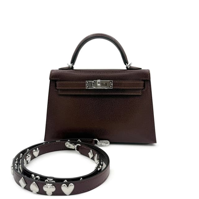 Hermès Limited Edition Terre Chèvre Chamkila Atouts Mini Kelly II 20 Palladium Hardware, 2026 in Red, Brown Leather from Sotheby's, photo 1 of 1