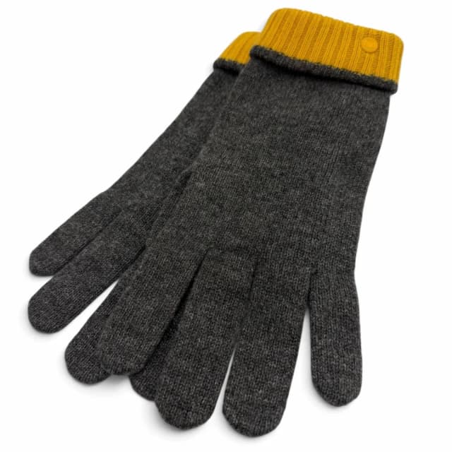Hermès Hugo Cashmere 100% Sellier Buttons Bicolor Knit Gloves Gray Yellow in Grey Cashmere from The Reluxe, photo 1 of 1