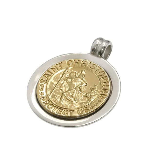 Tiffany & Co. St Christopher Coin Pendant Silver 18k Yellow Gold in Yellow from The Reluxe, photo 1 of 1