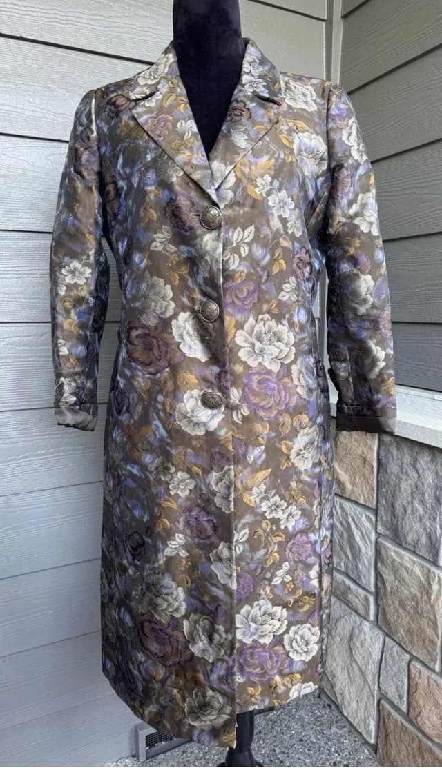 Etro Floral Jacquard Long Coat In Multicolor in red|brown from Poshmark, photo 1 of 1
