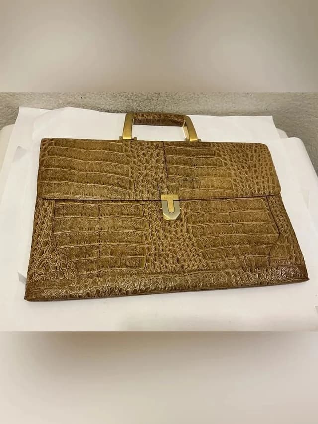 Ponte Vecchio Croc-Embossed Bag In Brown With Gold Hardware Canada in neutral|brown|gold Crocodile from Poshmark, photo 1 of 1