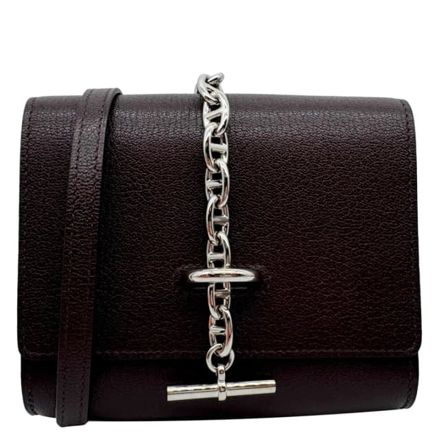 Hermès D'Ancre Chamkila Goatskin Leather Long Wallet Brown in Brown Goatskin from Dallas Designer Handbags, photo 1 of 1