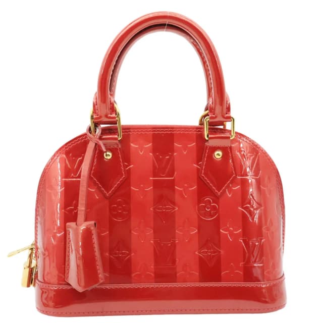 Louis Vuitton Alma BB Monogram Rayures Vernis Satchel Bag Red in Red Leather from Dallas Designer Handbags, photo 1 of 1