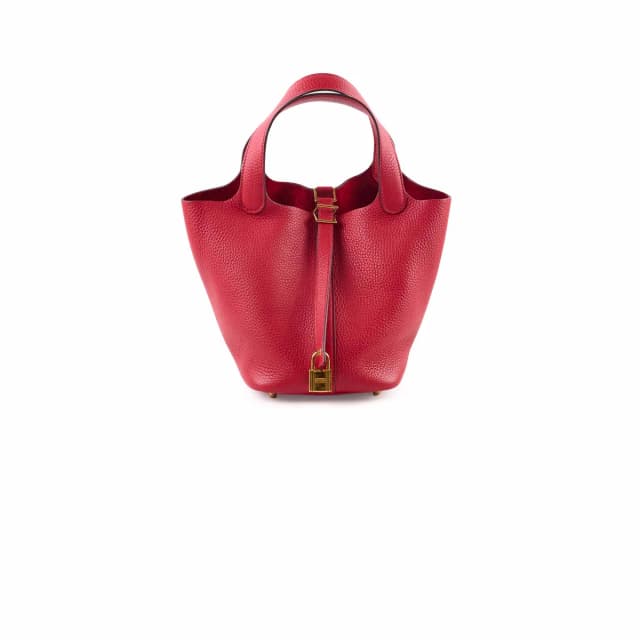 Hermès Picotin 18 Clemence Rouge Casaque C Stamp in Red Clemence leather from The Purse Affair, photo 1 of 1