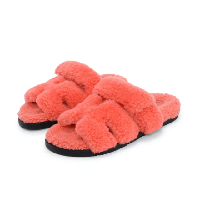 Hermès Shearling Chypre Sandals 38 in Rose du Désert from Blue Spinach, photo 1 of 1