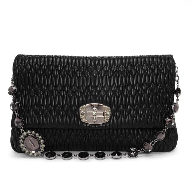 Miu Miu Matelasse Nappa Large Crystal Convertible Clutch in Black Nappa leather from Blue Spinach, photo 1 of 1