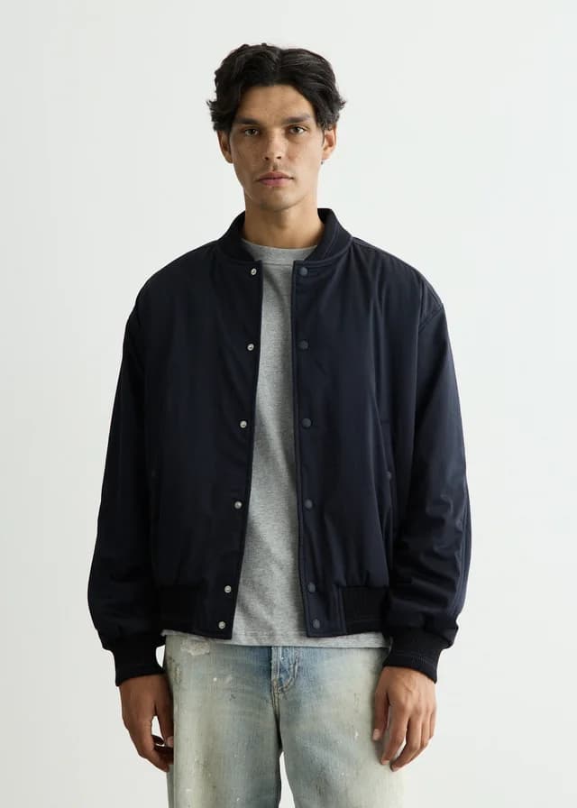 Maison Kitsune Light Teddy Blouson Jacket in CLASSIC NAVY, image 1 of 1 from Incu