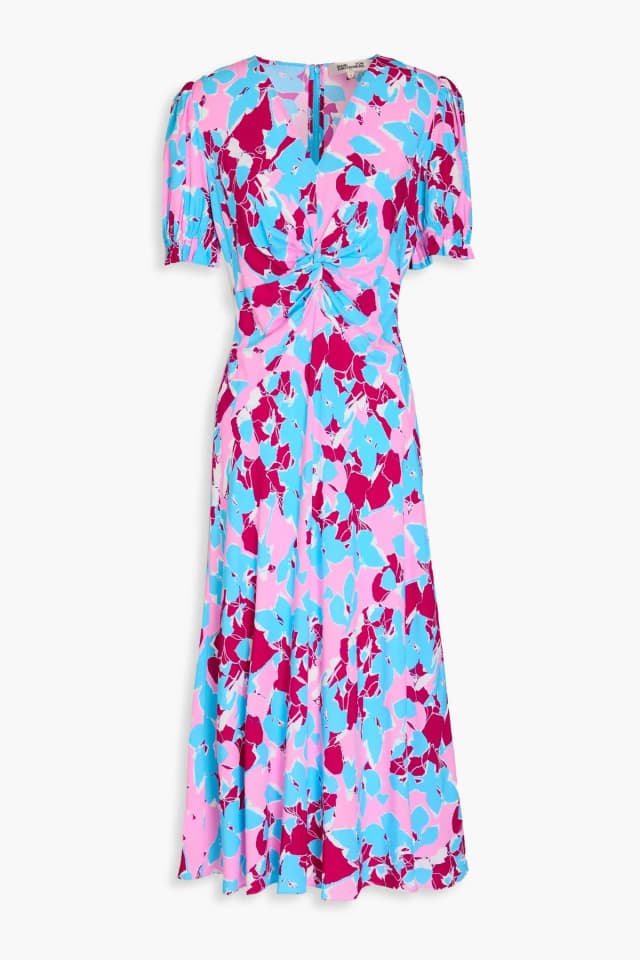 Diane von Furstenberg Anaba Twisted Floral-Print Crepe de Chine Midi Dress, image 1 of 1 from THE OUTNET