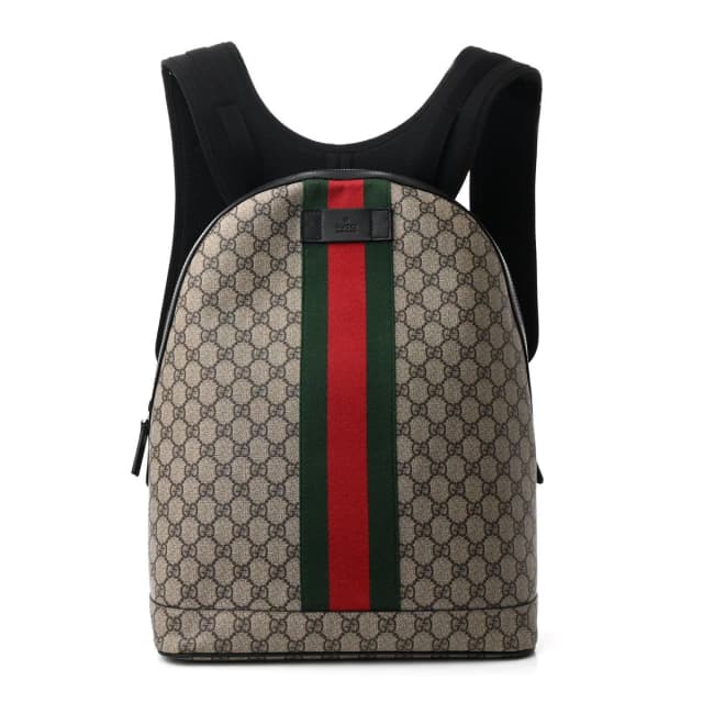 Gucci Web Backpack GG Supreme Coated Canvas Bag - Beige & Brown in Brown Coated canvas from H&T, photo 1 of 1