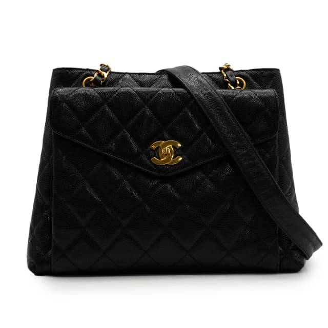 Chanel Vintage Matelasse Shoulder Bag Black Caviar Skin Gold Hardware in Black Caviar leather from Luxury Promise, photo 1 of 1