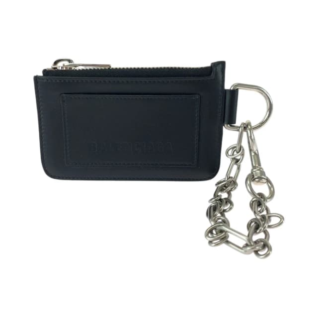 Balenciaga Logo Black Leather Chain Coin Case Fragment Card in Black Leather from The Reluxe, photo 1 of 1