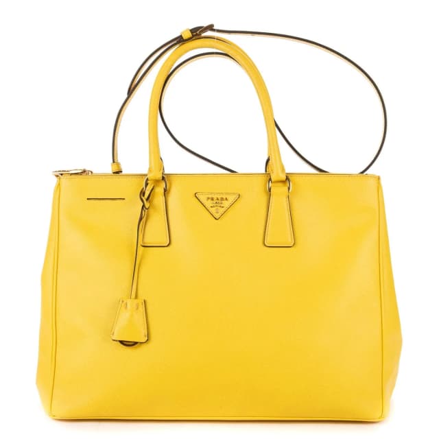 Prada la the Double Zip Galleria Tote Bag Yellow Saffiano Lux Leather in Yellow Saffiano leather from The Reluxe, photo 1 of 1