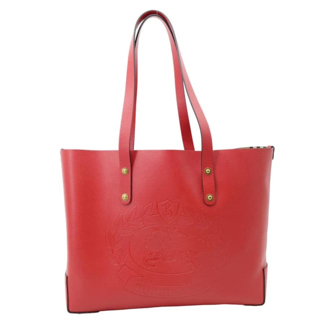 Burberry Crest Small Calfskin Leather Tote Bag Red in Red Calfskin from Dallas Designer Handbags, photo 1 of 1