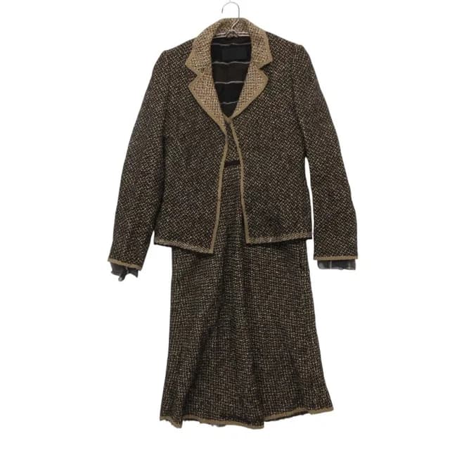 Prada Suits Virgin Wool Tweed Set Tailored Jacket Sleeveless Dress Brown in Brown Tweed from The Reluxe, photo 1 of 1