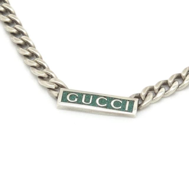 Gucci Logo Enamel Necklace 41.5 45.5 Turquoise Blue Sterling Silver in Blue from The Reluxe, photo 1 of 1