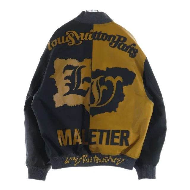 Louis Vuitton Mix Canvas Leather Bomber Jacket Zip Up Black Yellow in Black Canvas from The Reluxe, photo 1 of 1
