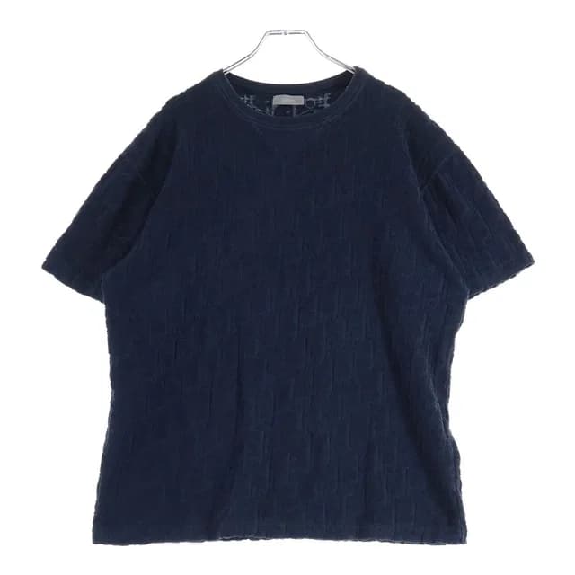 Dior Oblique Terry Jacquard Crew Neck T-Shirt Navy in Navy from The Reluxe, photo 1 of 1