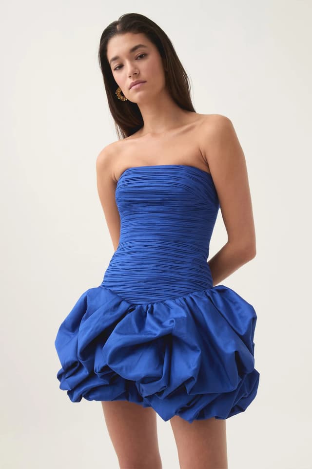 AJE Violette Bubble Hem Mini Dress in COBALT, image 1 of 1 from Aje