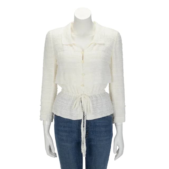 Chanel Fantasy Tweed Drawstring Jacket FR 40 in Ecru Tweed from Blue Spinach, photo 1 of 1