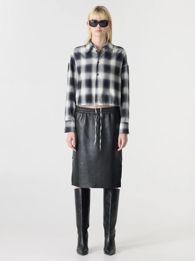 Bassike Drawstring Check Shirt, image 1 of 1 from bassike