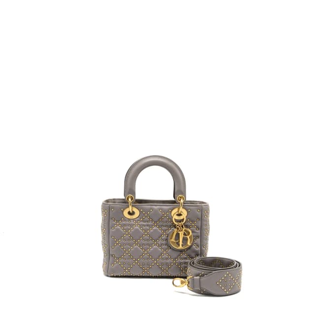 Small Supple Lady Dior Studded Calfskin Grey GHW in Grey Calfskin from EMIER, photo 1 of 1