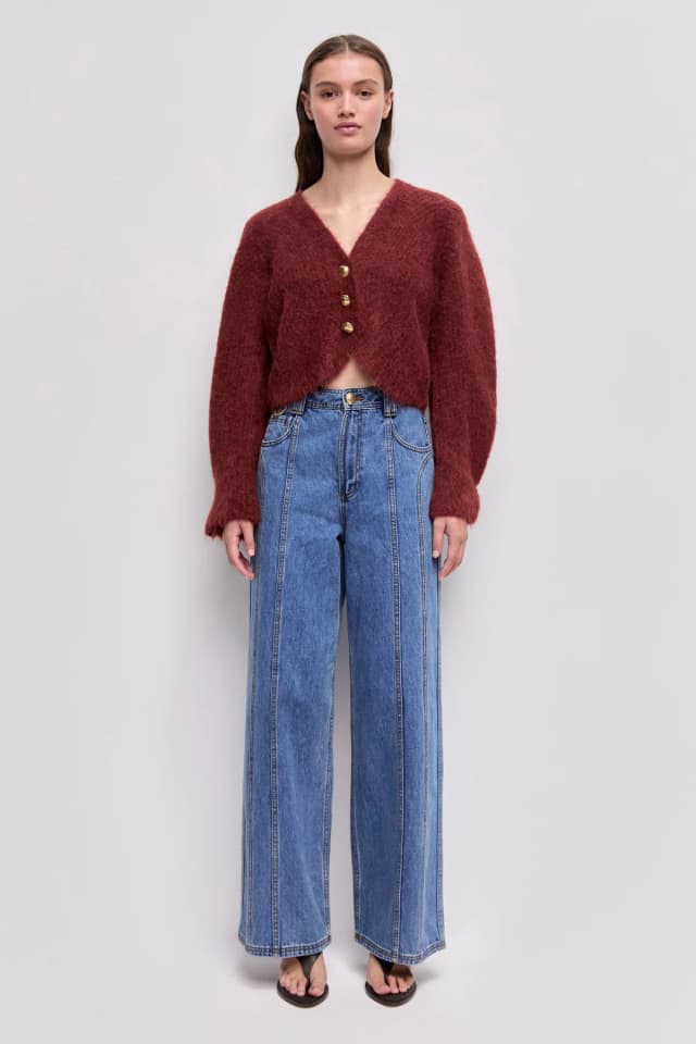 AJE Float Cardigan in MAHOGANY, image 1 of 1 from Aje