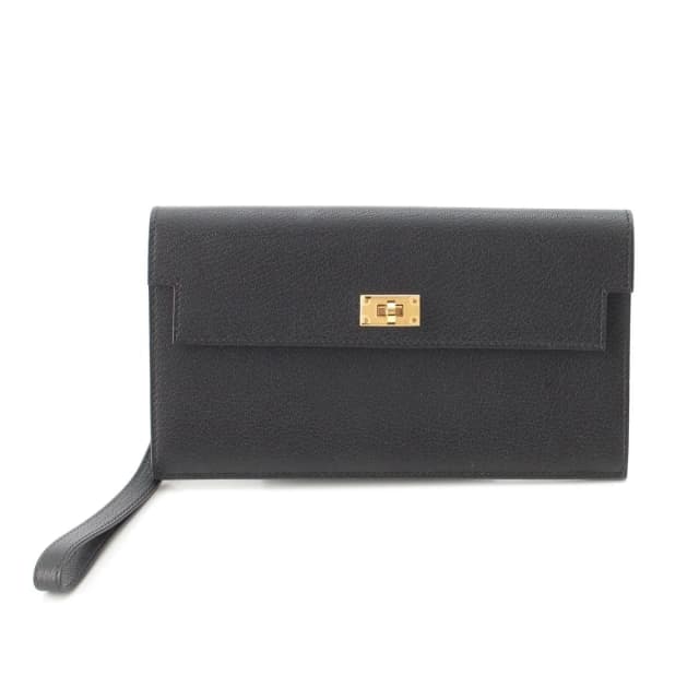 Hermès Kelly Pocket Long Chevre Chamkila Wallet Black in Black Goatskin from The Reluxe, photo 1 of 1