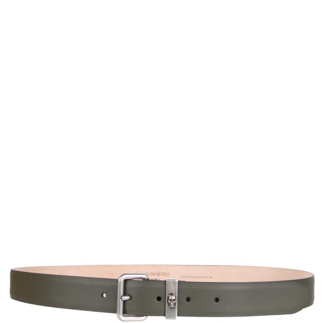 Alexander McQueen Skull Identity Belt Smooth, Khaki, image 1 of 1 from Cultstatus