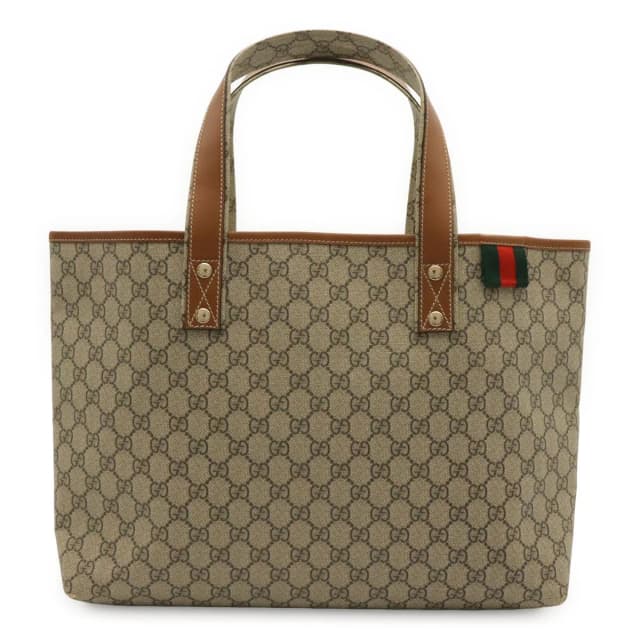 Gucci GG Supreme Plus Sherry Line New Selleria Tote Shoulder Bag Leather Beige in Beige Leather from The Reluxe, photo 1 of 1
