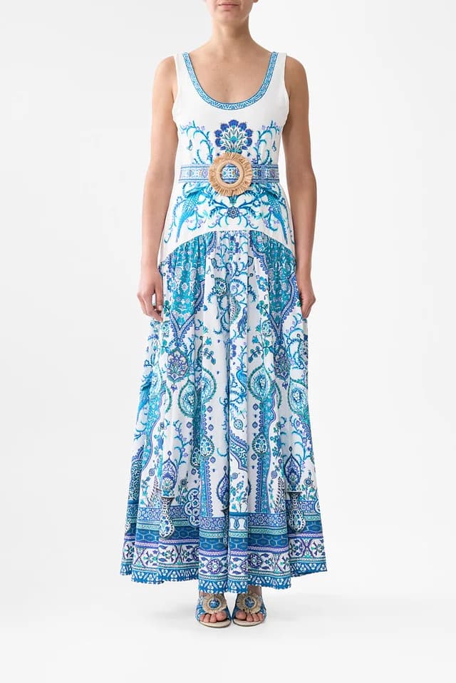 Camilla eBoutique JERSEY TANK DRESS WITH CONTRAST SKIRT ISNIK LULLABY, image 1 of 1 from CAMILLA