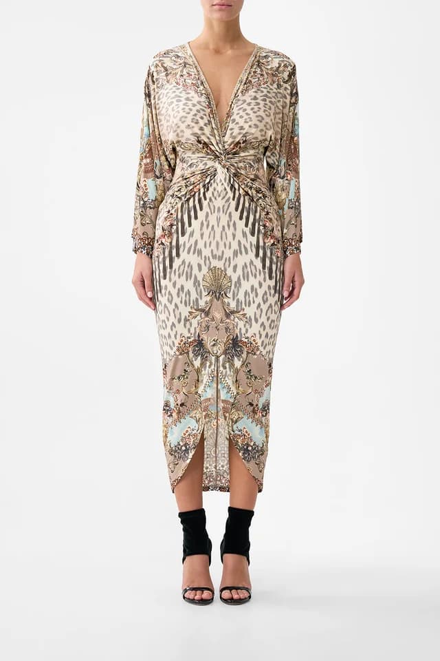 Camilla eBoutique LONG SPLIT FRONT TWIST DRESS ARANJUEZ ANIMALIA, image 1 of 1 from CAMILLA
