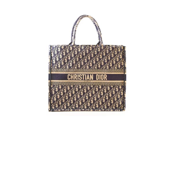 Dior Large Book Tote Oblique Embroidered Canvas Navy in Navy Canvas from The Purse Affair, photo 1 of 1